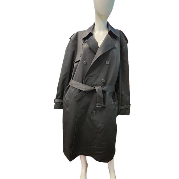 Oleg Cassini Black Winter Trench Coat sz 46 men's Fall Winter Thinsulate Dress C